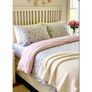 EN VOGUE SUMMER ROSES FLORAL FULL SHEET SET 4 PIECE BRUSHED SOFT SHABBY COTTAGE